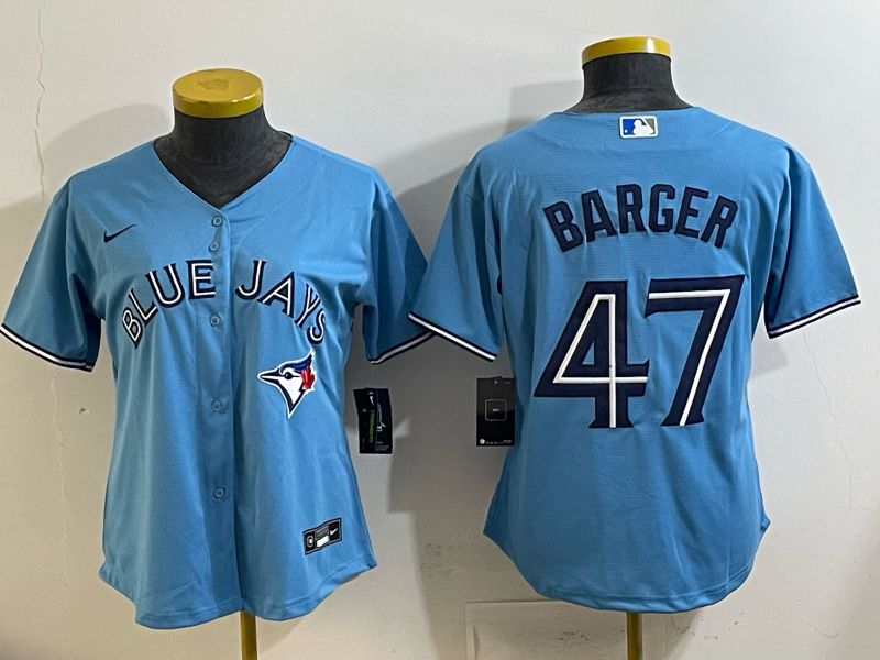 Women 2025 Nike Toronto Blue Jays #47 Barger Light Blue Game MLB Jersey 05->women mlb jersey->Women Jersey